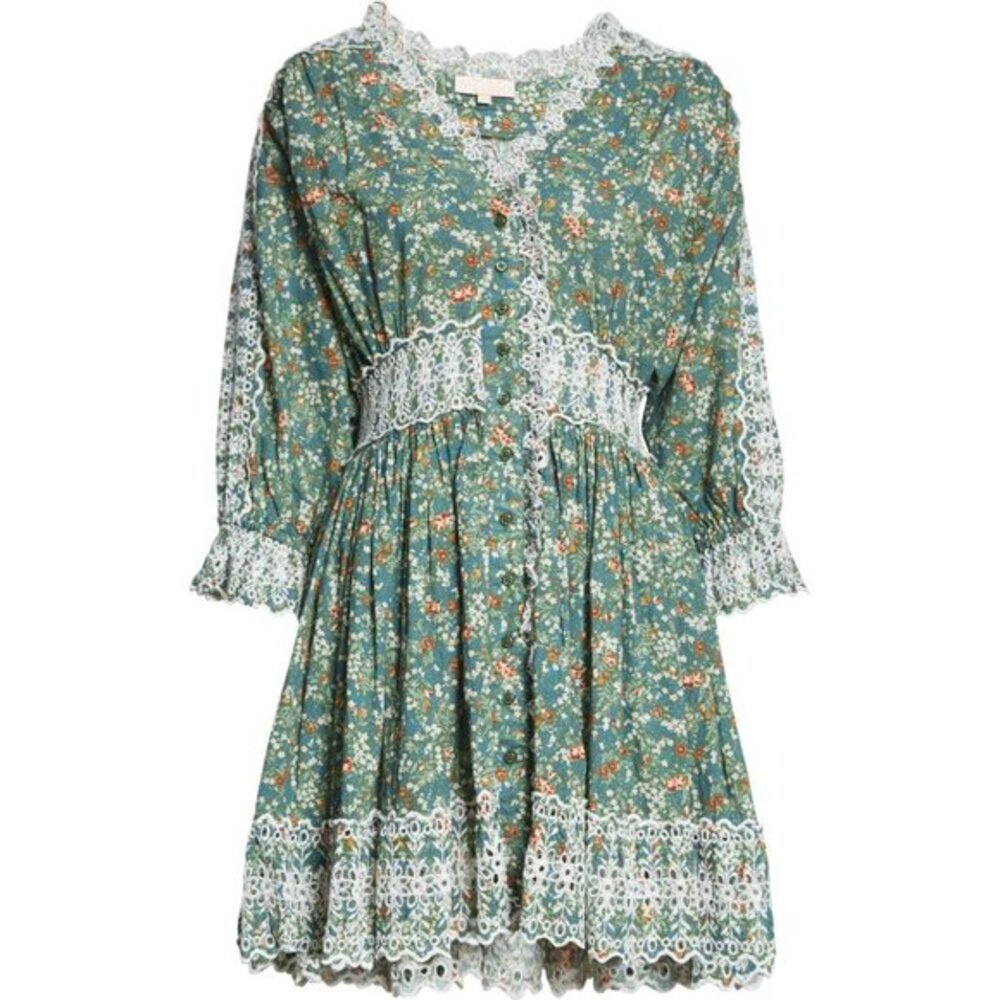 By TIMO Eyelet Short Sleeve Cotton Minidress Size L